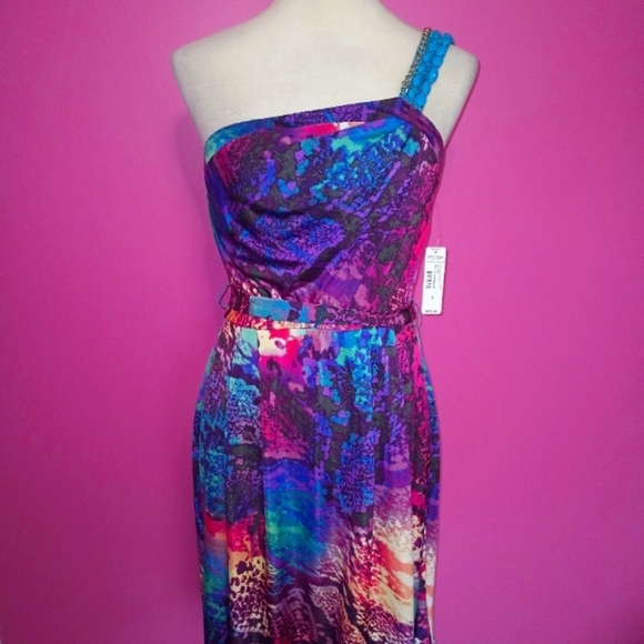Bisou Bisou Y2K Beaded Shoulder Multicolor Cocktail Dress (NWT!!!) - Picture 2 of 9